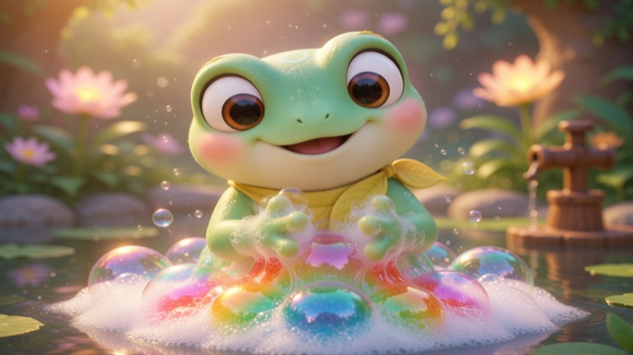 Piko scrubbing bubbly hands